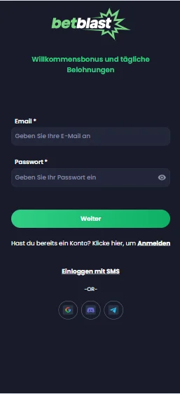 BetBlast Casino Registrierung